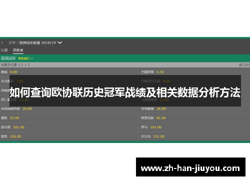 如何查询欧协联历史冠军战绩及相关数据分析方法 如何查询欧协联历史冠军战绩及相关数据分析方法